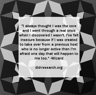 A quote attributed to Wizard which reads: "I always thought I was the core, and I went through a real crisis when I discovered I wasn't. I've felt insecure because if I was created to take over from a previous host who is no longer active then I'm afraid one day that will happen to me too."